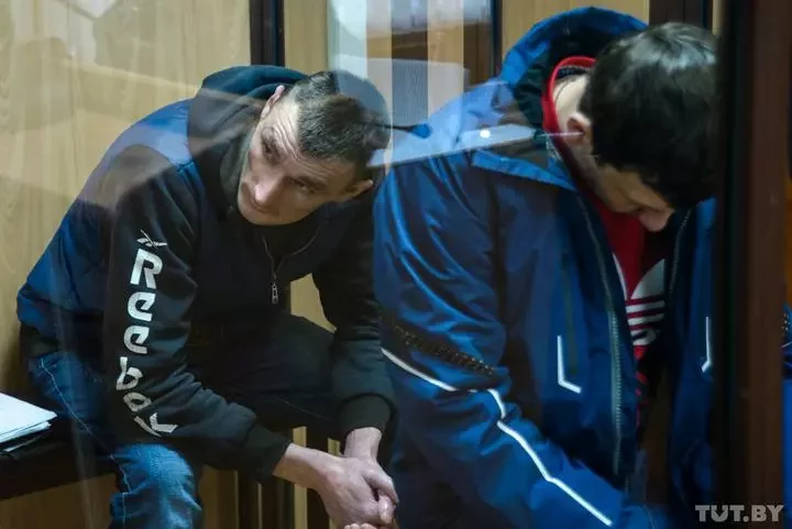 Виктор Скрундик и Валентин Бушнин во время суда. Фото: Сергей Балай, Tut.by