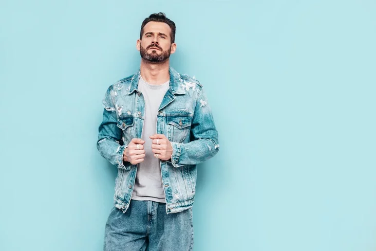 stylish man in denim jacket