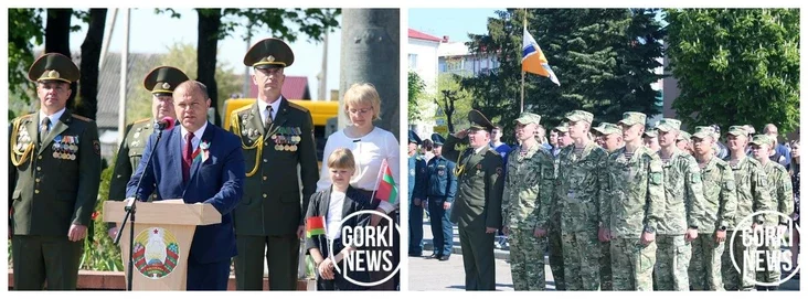 Торжество в Горках. Председатель райисполкома Михаил Гулый и охранники горецкой колонии №9. Фото: газета «Горецкий вестник»