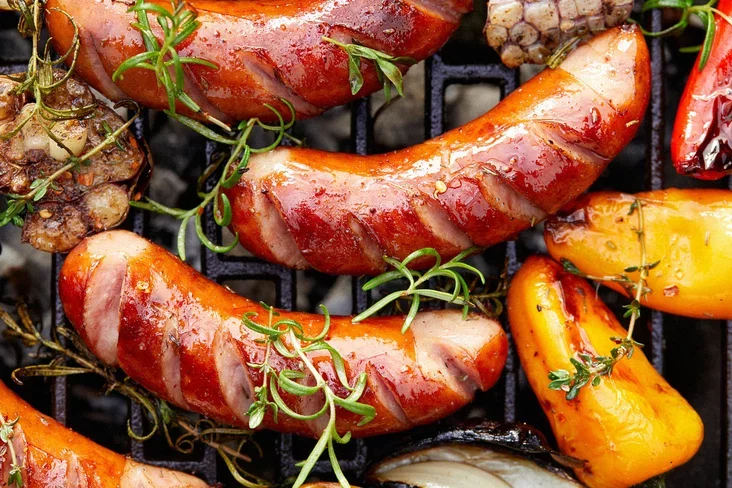 Grilled sausages