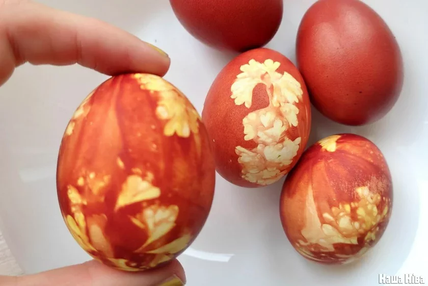 Red Easter eggs